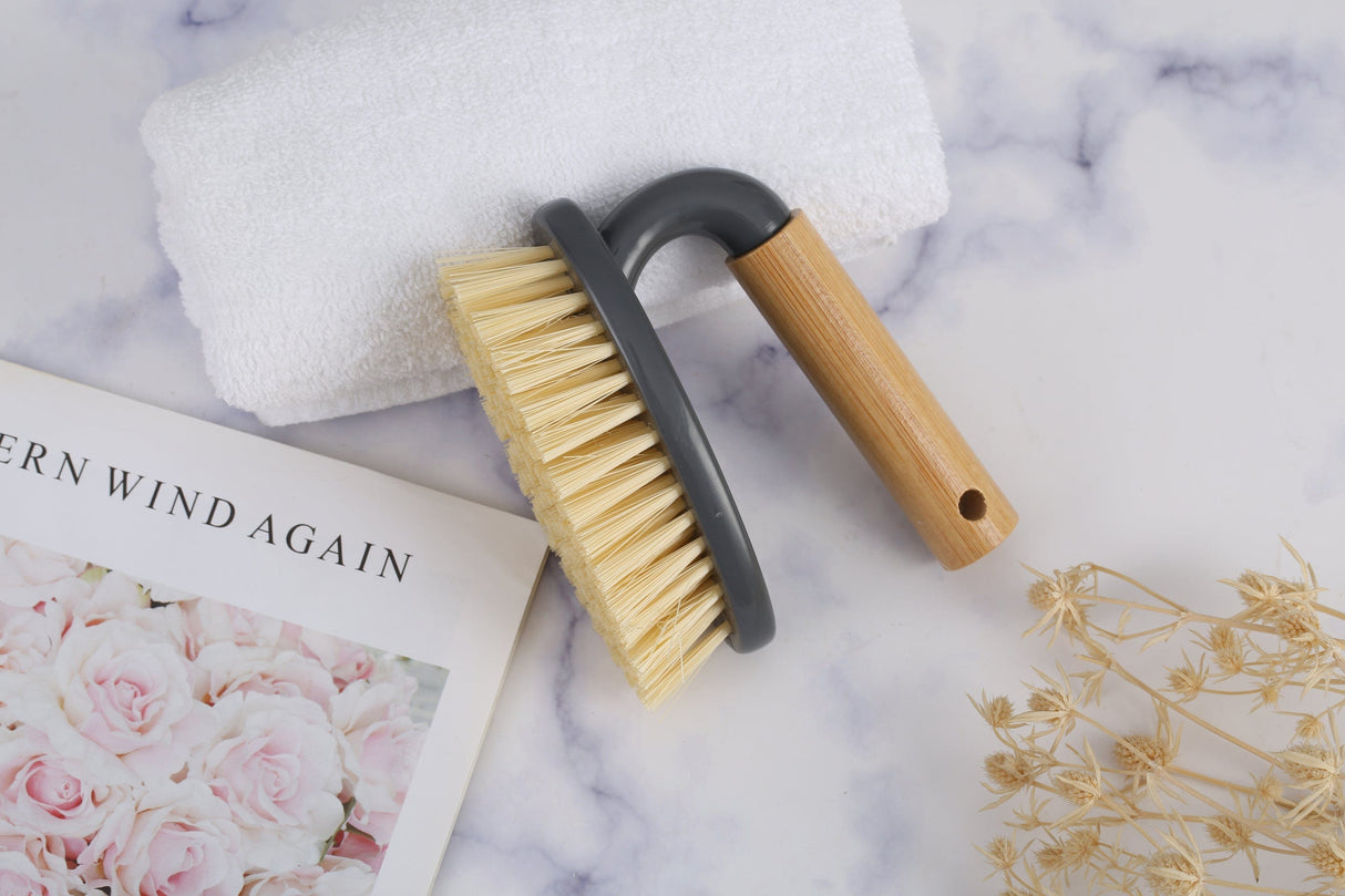 Eco Bamboo Handle Iron Household Scrubber Brush