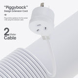 2 Meters Piggyback Extension Power Outlets Lead - Front View