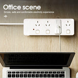 4 Outlet Power Board With Surge Protection with Individual Switches 1M Lead Cable - Top-Down View