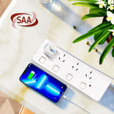 4 Outlet Power Board With Surge Protection with Individual Switches 1M Lead Cable - 45-Degree Angle