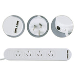 4 Outlet Powerboard With Surge Protection and Dual USB Charger - 45-Degree Angle