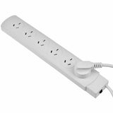 6 Outlet Power Board With Surge Protection 1M Lead Cable - Front View
