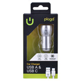 PLUGD 30W USB-A & USB-C Dual Port Quick Charge Car Charger - 45-Degree Angle