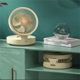 USB Rechargeable Auto Oscillation Tilt Adjustable Cordless Fan with Remote Control and Night Light Wall Mountable - Front View