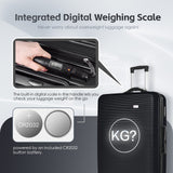 3-Piece Digital Luggage Set (20″/24″/28″) with Weighing Scale & USB Charging – Black - Front View
