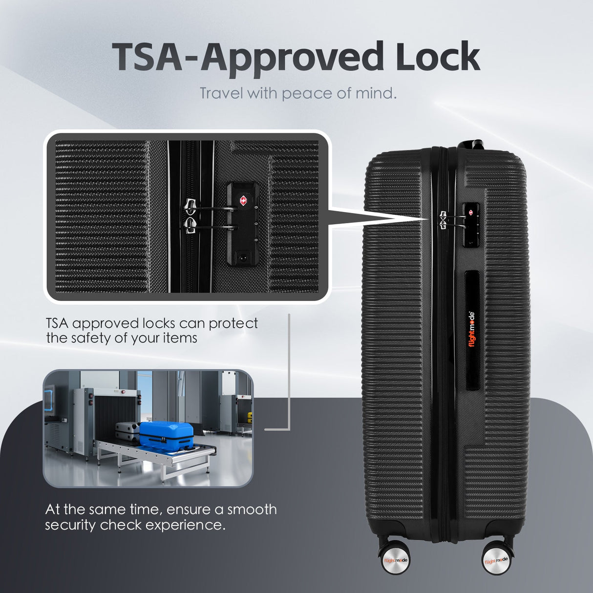 3-Piece Digital Luggage Set (20″/24″/28″) with Weighing Scale & USB Charging – Black