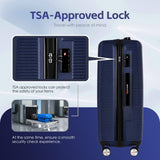 28" Digital Weighing Scale and USB Charging Port Lightweight Luggage Suitcase Blue