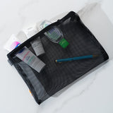Travel Essentials: 3-Piece Zippered Cosmetic Organizer Mesh Bag Set - Top-Down View