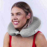 Deluxe Memory Foam Travel Pillow Grey - Side View