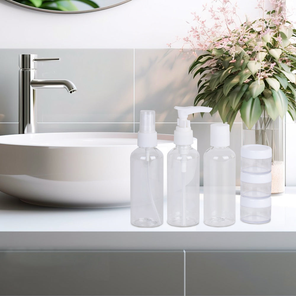 Travel Essentials: 6-Piece Reusable Bottle Set with Convenient PVC Storage Bag