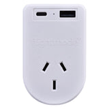 Flightmode Outbound AU/NZ to EUROPE/BALI Travel Adaptor with USB Type C & A - Front View
