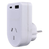 Flightmode Outbound AU/NZ to EUROPE/BALI Travel Adaptor with USB Type C & A - Top-Down View