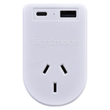 Flightmode Outbound AU/NZ to UK/HONG KONG Travel Adaptor with USB Type C & A - Front View