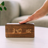 Sound Control Digital Alarm Clock & Thermometer - 45-Degree Angle