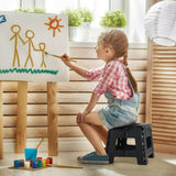 Stool Portable Plastic Foldable Chair Outdoor Bathroom Kitchen Adult Kids Black - Front View