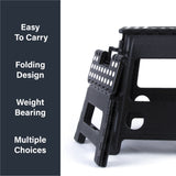 Large Plastic Folding Stool Portable Chair Store Flat Easy Carry Outdoor Camping Black - Front View