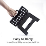 Large Plastic Folding Stool Portable Chair Store Flat Easy Carry Outdoor Camping Black - Side View