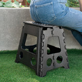 Large Plastic Folding Stool Portable Chair Store Flat Easy Carry Outdoor Camping Black - Top-Down View