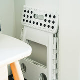 Large Plastic Folding Stool Portable Chair Outdoor Camping White - 45-Degree Angle