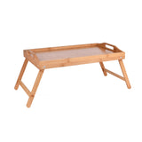 2 x Bamboo Bed Table Breakfast/Snack Serving Tray with Foldable Legs - Top-Down View
