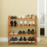 Bamboo Storage Shoe Rack & Organiser 4 Tiers Layers - Side View