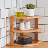 3 Tiers Bamboo Kitchen Rack Storage - Front View