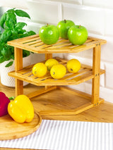 3 Tiers Bamboo Kitchen Rack Storage - 45-Degree Angle