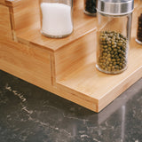 3 Tier Bamboo Spice Rack Countertop Kitchen Cabinet Organizer - 45-Degree Angle