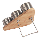 Magnetic Triangular Bamboo Spice Rack & Jars For Kitchen Storage - Front View