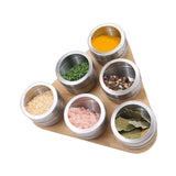 Magnetic Triangular Bamboo Spice Rack & Jars For Kitchen Storage - Top-Down View