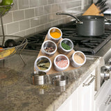 Magnetic Triangular Bamboo Spice Rack & Jars For Kitchen Storage - 45-Degree Angle
