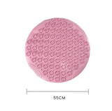 Bathroom Non-slip Bath Mat with Drain Hole Plastic Massage Foot Pad-Pink - Front View