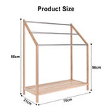 85cm Standing Towel Rack - Bamboo Towel Bar Metal 3-Tier - Rear View