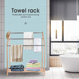 85cm Standing Towel Rack - Bamboo Towel Bar Metal 3-Tier - Close-Up Angle