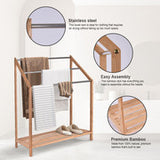 85cm Standing Towel Rack - Bamboo Towel Bar Metal 3-Tier - Extra Image