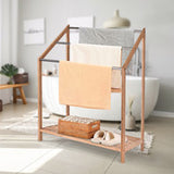 85cm Standing Towel Rack - Bamboo Towel Bar Metal 3-Tier - Extra Image