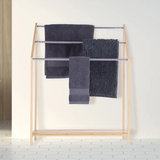 85cm Standing Towel Rack - Bamboo Towel Bar Metal 3-Tier - Front View