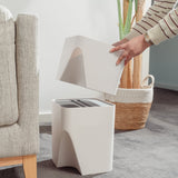 The set of 18L+12L Stackable Plastic Kitchen Trash Bin Household Classification Storage Box - Front View