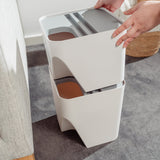 The set of 18L+12L Stackable Plastic Kitchen Trash Bin Household Classification Storage Box - Side View