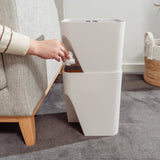 The set of 18L+12L Stackable Plastic Kitchen Trash Bin Household Classification Storage Box - 45-Degree Angle