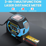 60m Laser Measure, Cross-line Laser Level, 5m Tape Measure Blue - Front View