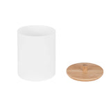 Bamboo Lid Cotton Swab Canister - Front View