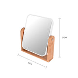 Bamboo Stand Double Sided Magnification Makeup Mirror - Side View
