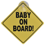 2 Pcs Baby On Board Car Safety Sign 13x13cm - Top-Down View