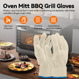 1 Pair 5 Finger Oven Mitt BBQ Grill Gloves - Front View