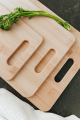 6pcs Bamboo Wood Chopping Board 3-Set Cheese Cutting & Serving Light Wood Tone - Side View