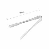 Stainless Steel Ice Cube Tongs Anti Slippery Clamp with Serrations and Long Jaws - Top-Down View