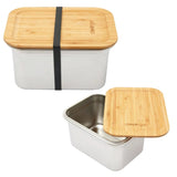 Clevinger Stainless Steel Bamboo Extra Large Lunch Box 2000ml - Front View