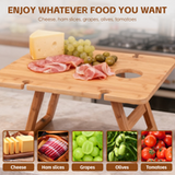 Bamboo Foldable Picnic Table Tray with Wine and Glass Holders - Extra Image