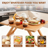 Bamboo Foldable Picnic Table Tray with Wine and Glass Holders - Extra Image
